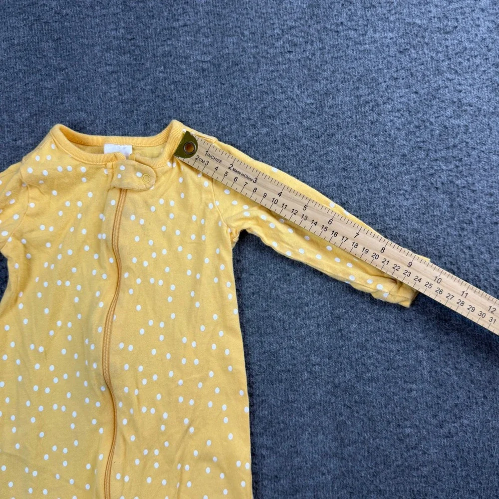 Onesies Brand Footed Sleeper Kids 3-6 Months Yellow Polka Dot Zip Up Pajamas‎